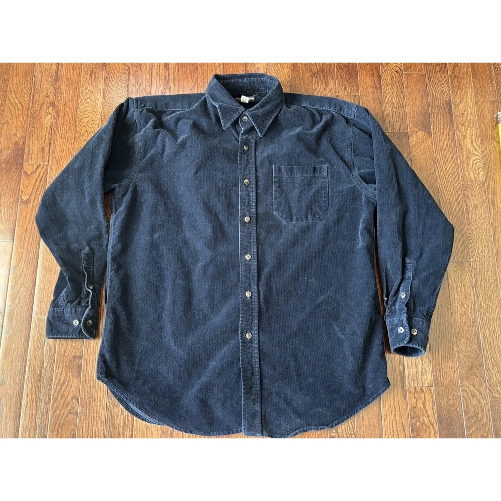 Vtg J.Peterman Blue Corduroy Shirt  Sz L Blue Made In USA